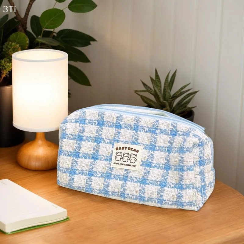 INS Design Plüsch Größe Tartan Tuch Stift Fall Grundlegende Tuch Pinsel Kosmetik Beutel College Student Schreibwaren Make-Up Lagerung Fall