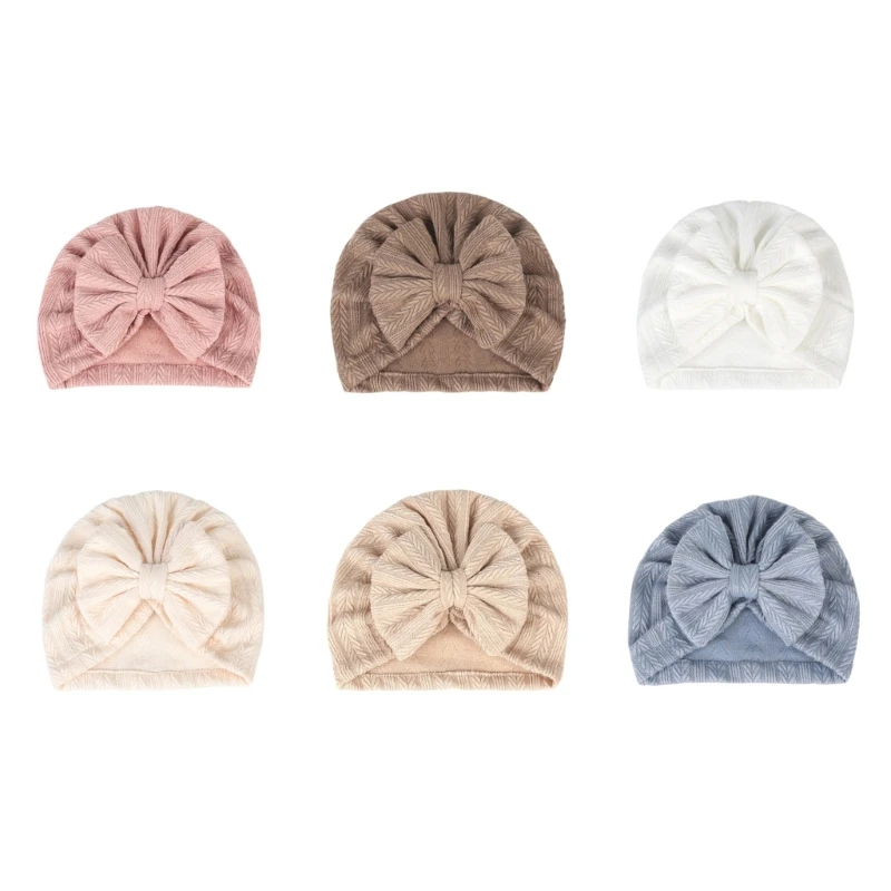 

Upgraded Fashion Bow Babies Girl Hat Turban Knot Infant Turban Hats Caps Wraps Hat Solid Color Hat 6-Color for Option