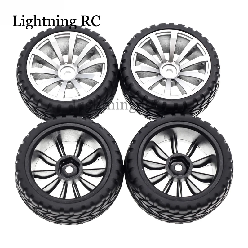 

4 Pcs 1/10 Rubber Tire RC Racing Car Tires On Road Wheel Rim Fit For HSP HPI RC Car Part Diameter 65mm Tires 94123-94122