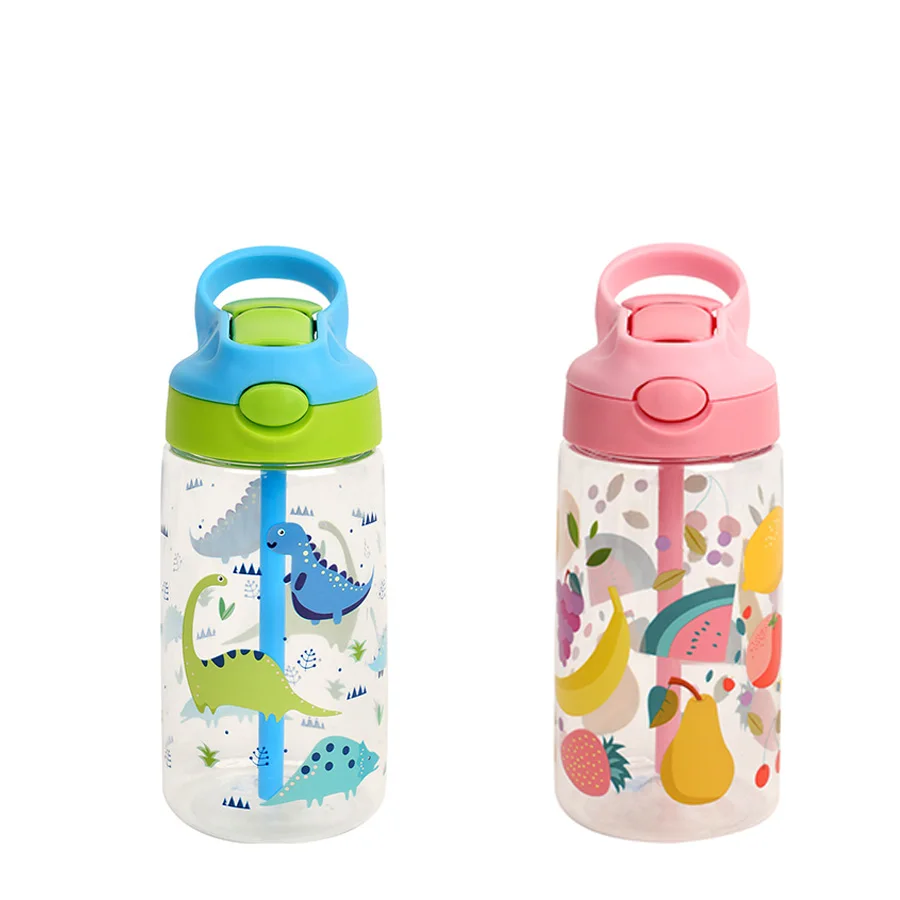 1pc Kids Sippy Cup Water Bottle Creative Cartoon Feeding Cups With Straws And Lids Spill Proof Portable Toddlers Drinkware 500ml