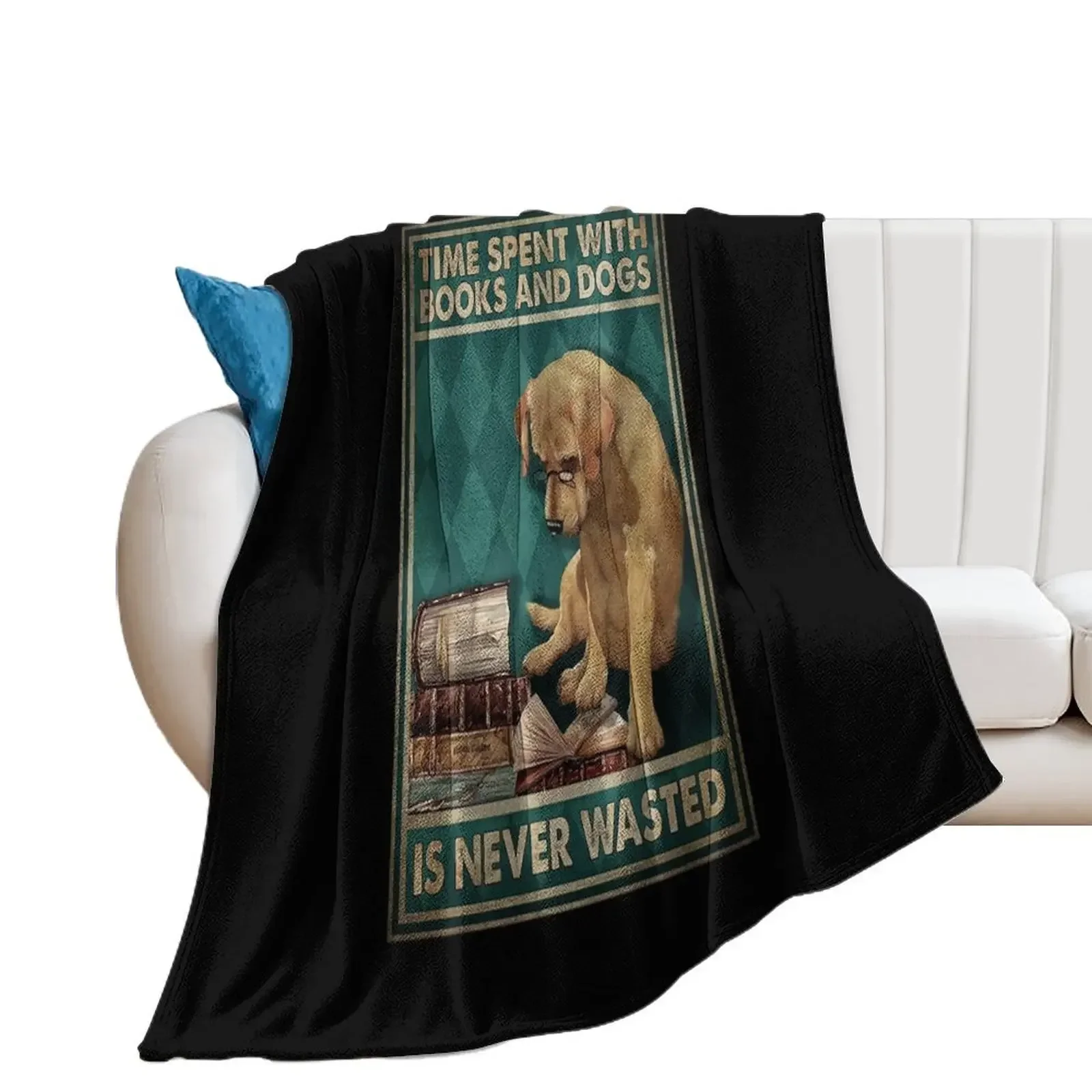 Time spent with books and dogs is never wasted dog lover Throw Blanket Soft Beds Soft Plush Plaid Luxury Brand Blankets