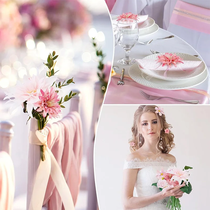 Pink Artificial Flowers Head For Wedding Home Room Decor DIY Fake Flowers For Decoration Birthday Party Craft Wreath Decoration