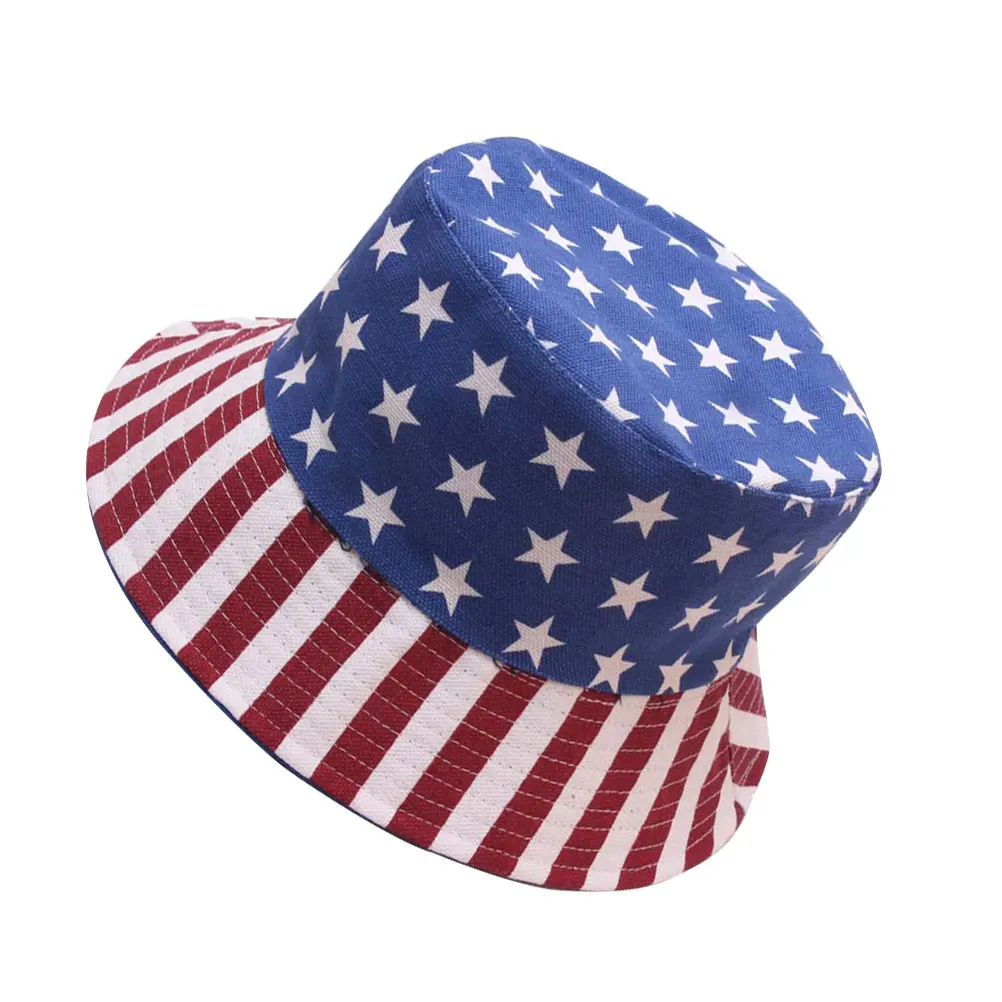 

American Flag Bucket Hat Sun Protection Outdoor Travel Fisherman Lightweight Breathable Comfortable Wide Brim Gardening Beach