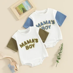 Newborn Baby Boy Clothes Mamas Boy Romper Short Sleeve Bodysuit Crew Neck Jumpsuit  Toddler Infant Boy Summer Outfit