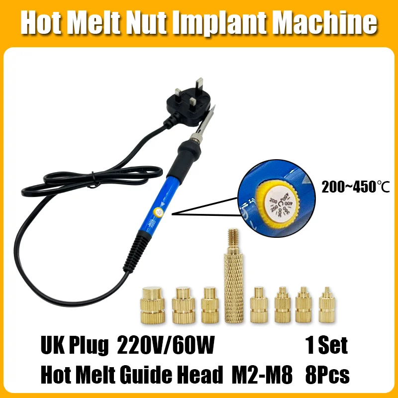 Heat Set Einsatz Lötkolben Spitzenkopf M2 M3 M4 Messing Einsätze Mutter Bolzen Werkzeugsatz Gewindeschraube Einsetzen für PC 3D-Druck Kunststoff – Detail 12