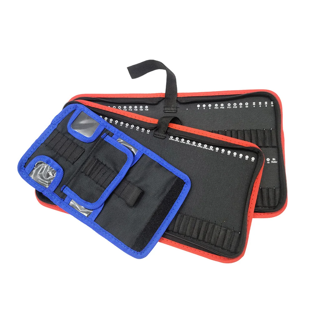 1pc Drill Bit Organizer Bag Oxford Fabric Tool Case With Zipper Portable Handheld Bit Pouch Tool Kits For 24/30/55 Bit Slots