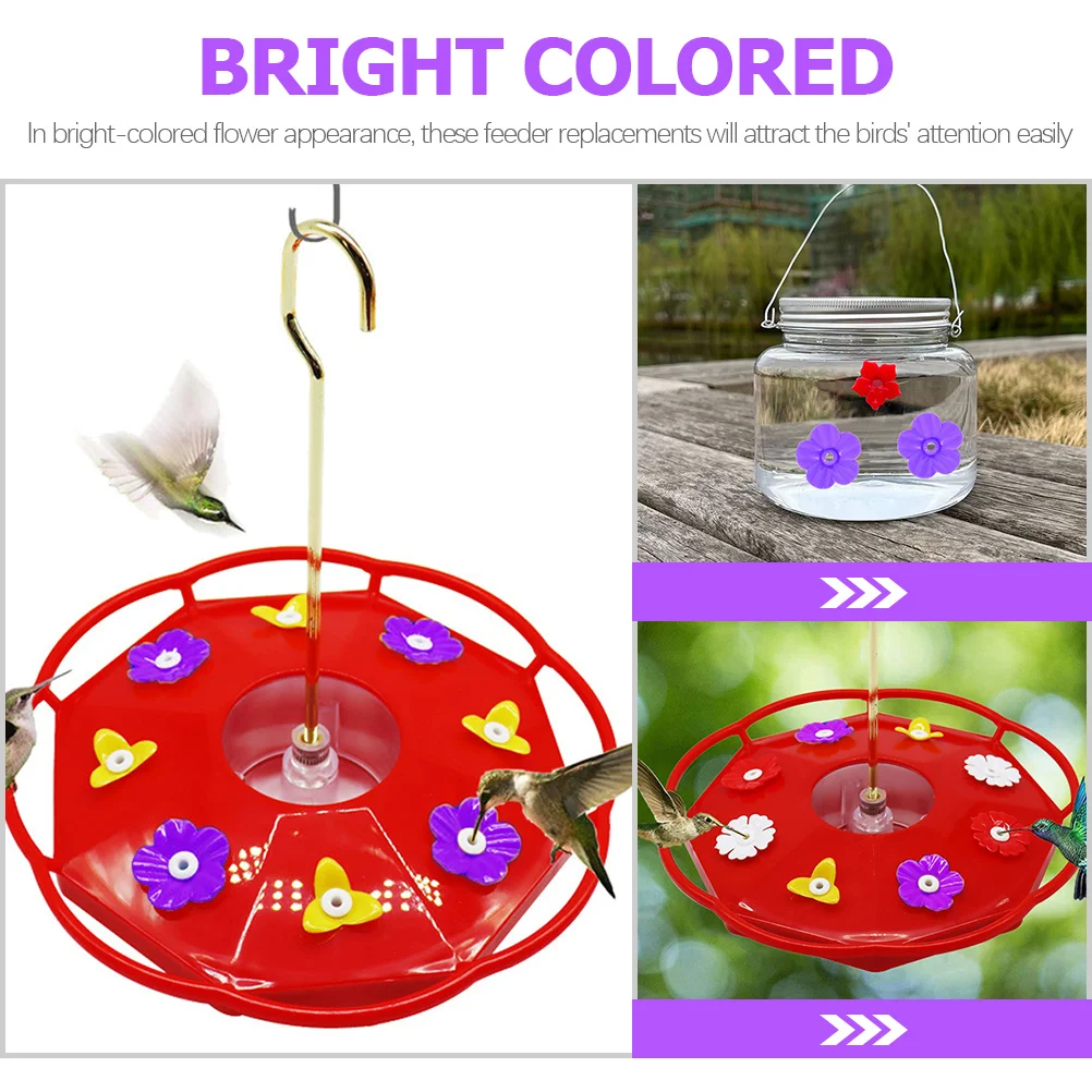 

18Pcs Hummingbird Feeder Flowers Replacement Durable Plastic Bird Feeding Parts Outdoor Bird Feeder Supplies Feeding Port Parts