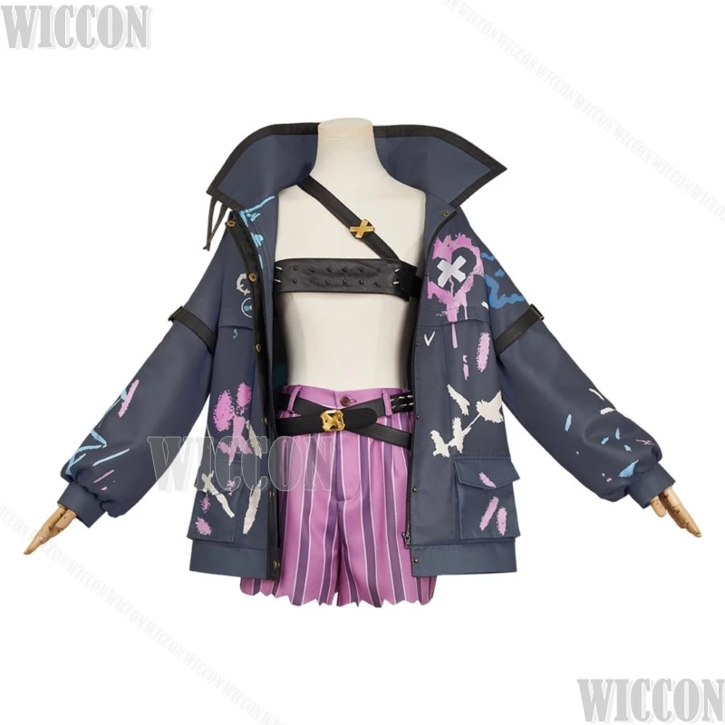 Jinx configuração terno arance s2 anime jogo lol cosplay traje peruca azul casaco oversize vestido sexy menina feminino halloween personalizado