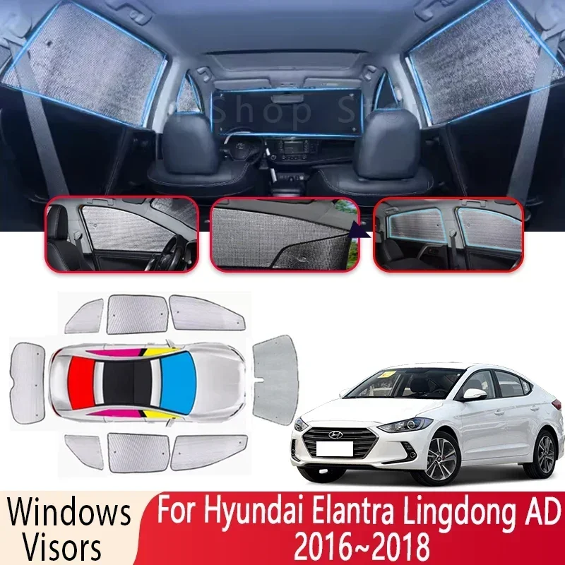 Sun Shade For Hyundai Elantra Lingdong AD 2016~2018 2017 Auto Windshield Sunshade Heat Insulation Parts Sun Visor Accessories