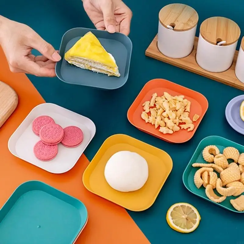 5-Zoll-Kunststoff-Quadrat-Abendessen, Snack-Tablett, Dessertteller für Gemüse, Obst