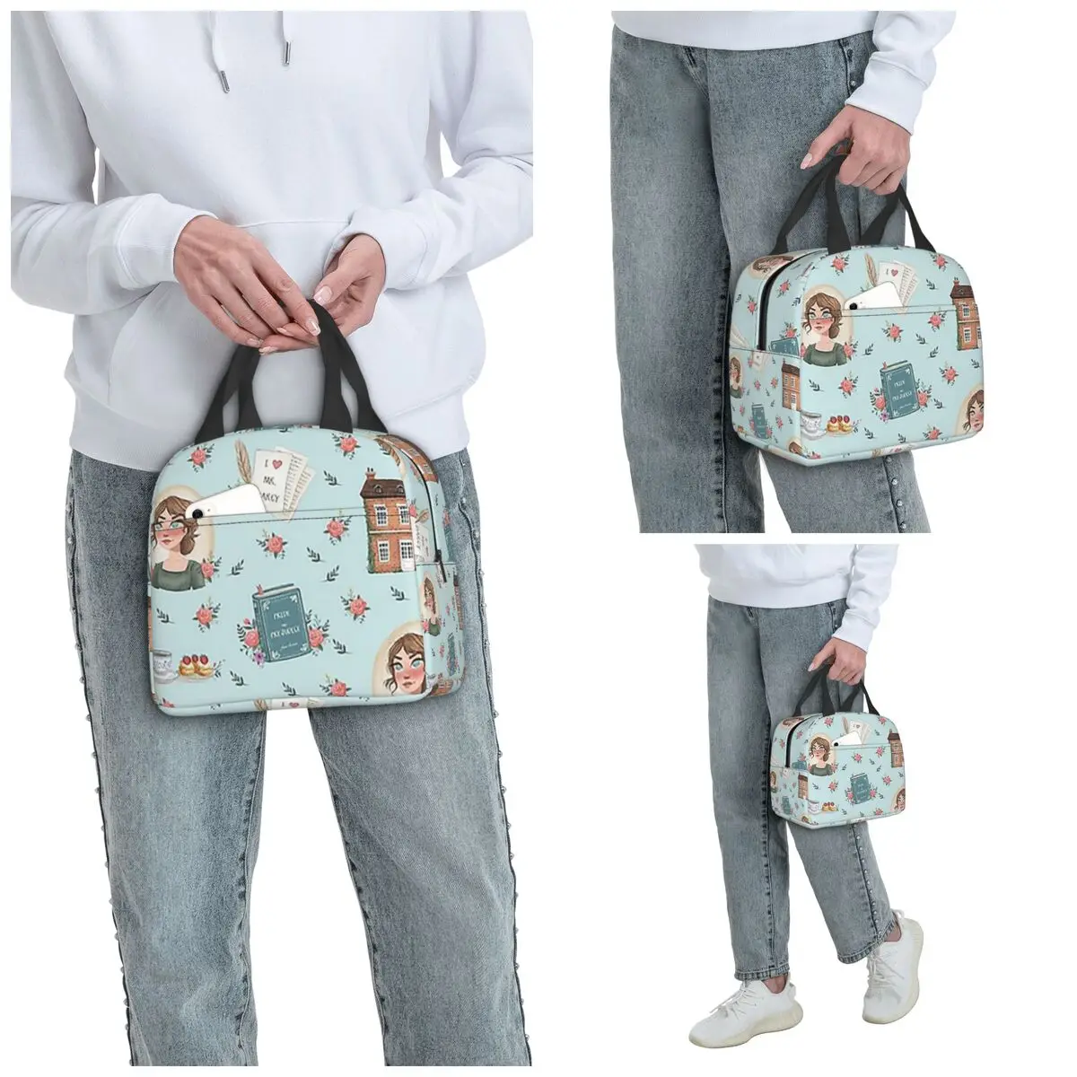 Pride And Prejudice - Jane Austen Inspiration Insulated Lunch Bag for Women Office Cooler Thermal Food Box Tote Portable