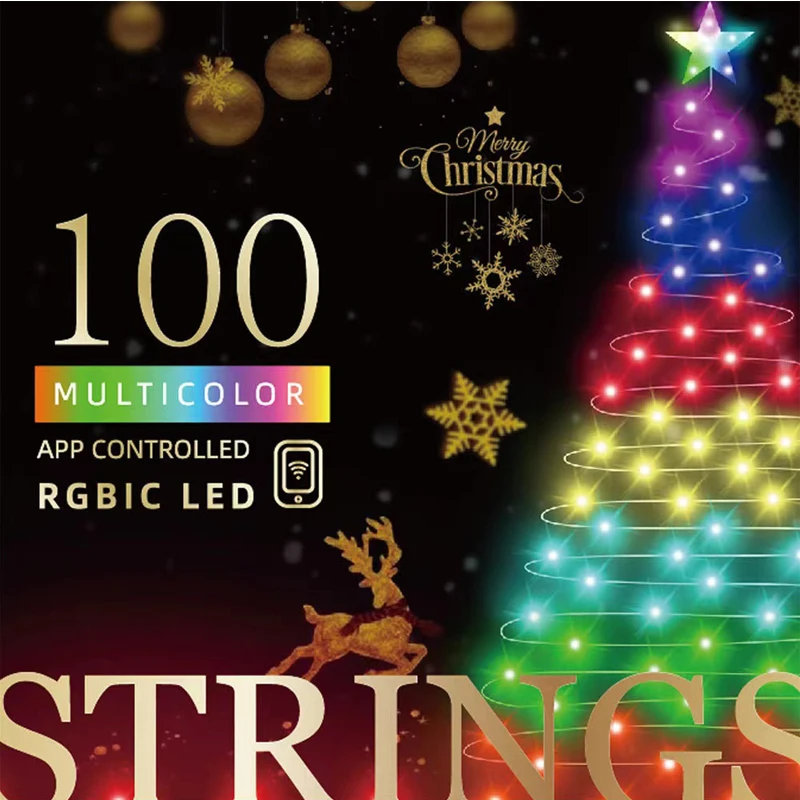 

APP Controller RGBIC LED string 10M 100 leds Music waterproof Christmas Tree Festive atmosphere decorations dream Skin line lamp