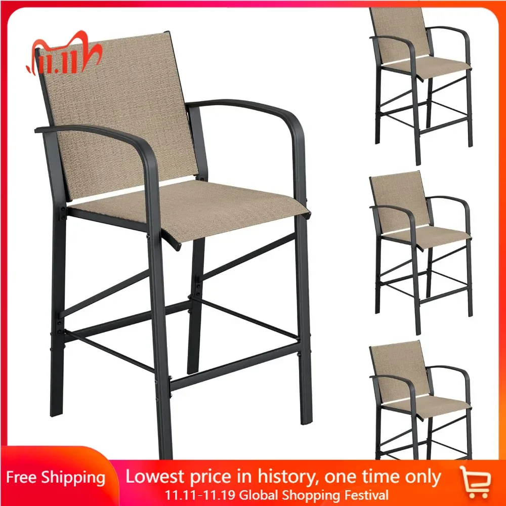 

Bar Stools,Set of 4, Comfortable Bar Height, Patio Bar Stools W/All-Weather Mesh,Outdoor Chairs