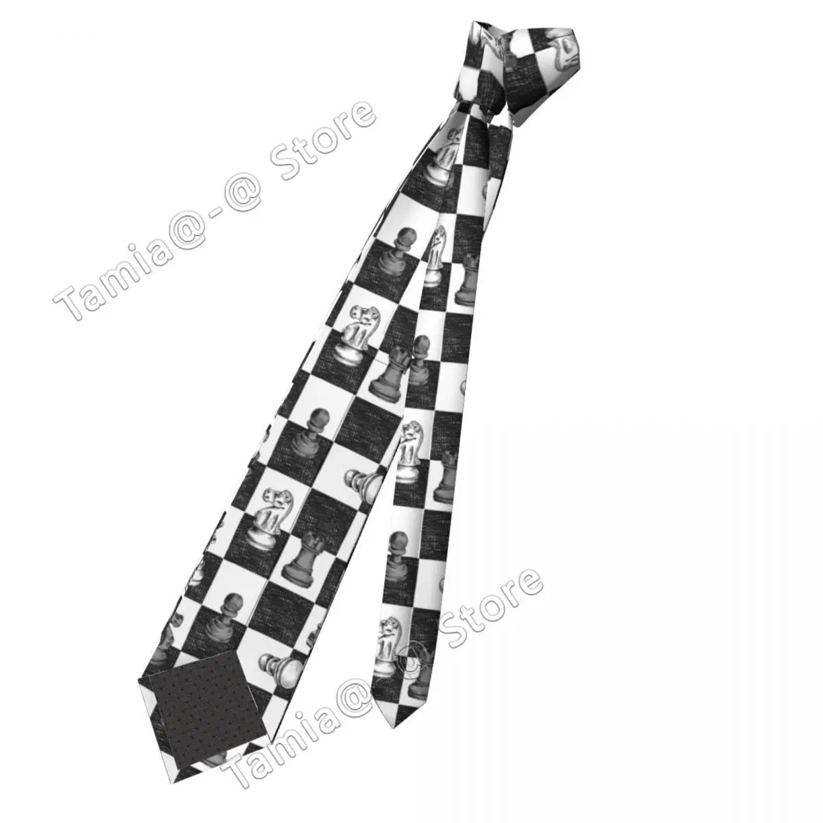 Black And White Chess Neckties Unisex Polyester 8 cm Neck Tie for Men Skinny Wide Daily Wear Gravatas Gift