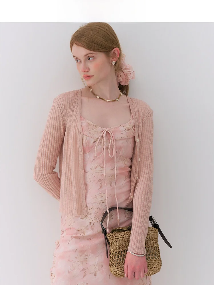 

Дышащий легкий вязаный кардиган светлого цвета для женщин, весна-лето, для кондиционированных помещений, тонкая верхняя одежда с открытыми плечами