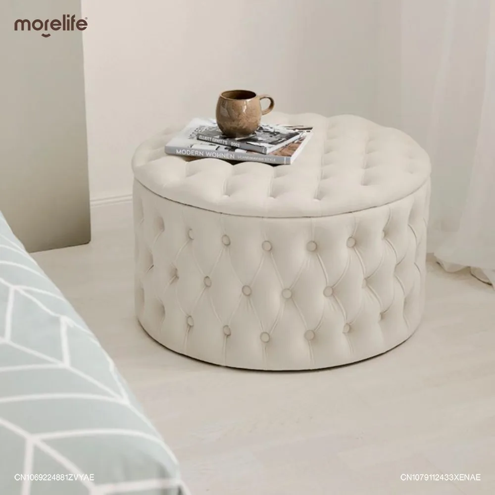 

Nordic Internet Celebrity Fabric Storage Stools Sofa Footstool Living Room Bedroom Circular Stool Shoe Changing Bench Furniture