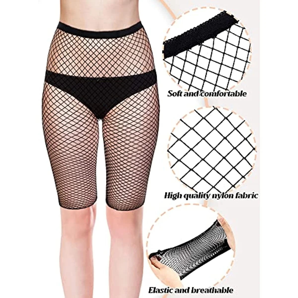 3Pcs Short Tights Set Breathable Fishnet Pantyhose for Women Costumes Wear Short Pantyhose Black White Red Sexy 3 Color