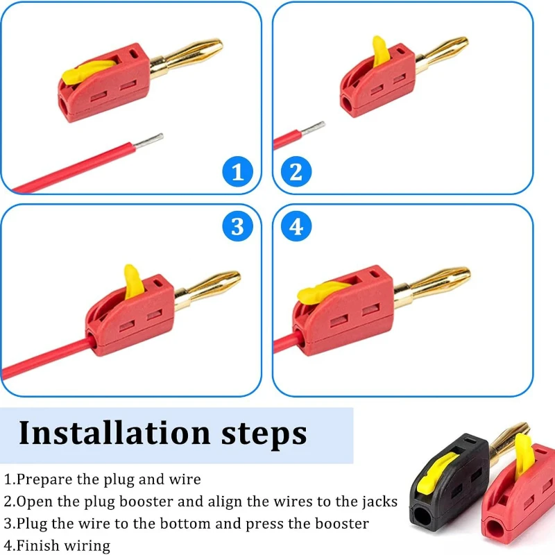 

32A 4mm Solderless Banana Plug 4mm Quick Wire Connect Gold-plated Copper Banana Connectors Plugs Audio Copper Speakers Amplifier