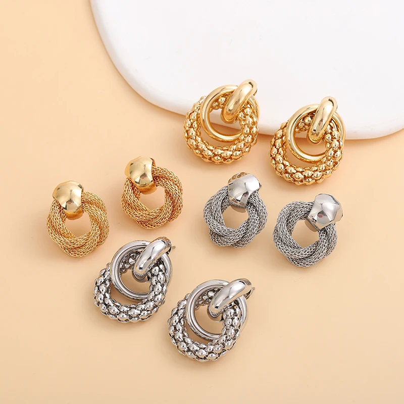 New Fashion Braided Dangle Earrings for Women Gold Color Metal Drop Wrap Punk Personality Female Jewelry oorbellen voor vrouwen