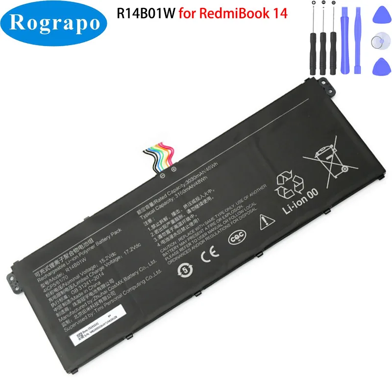 Batería de 15,2 V y 3220mAh para tableta, para Xiaomi RedmiBook 14/16, XMA1901-AA/AG, R14B01W