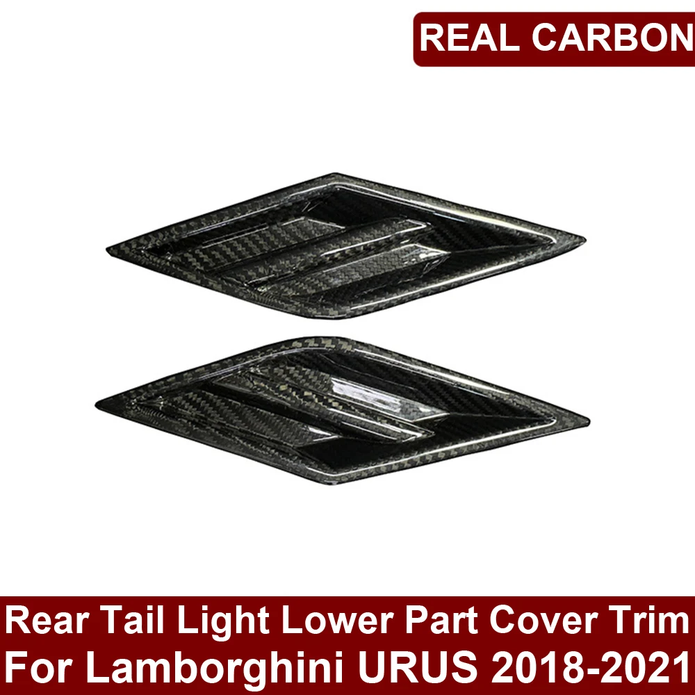 Car Real Dry Carbon Fiber Exterior Rear Tail Light Lamp Lower Part Cover Frame Trim Decoration For Lamborghini Urus 2018-21