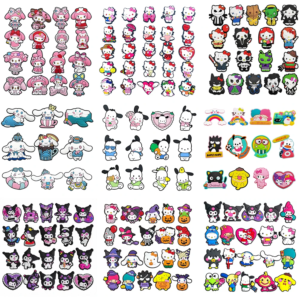 9-25Pcs Sanrio Series Shoe Charms Cartoon Clog Sandal Accessories DIY Shoe Decoration Wristband Women Girl Party X-mas Gifts