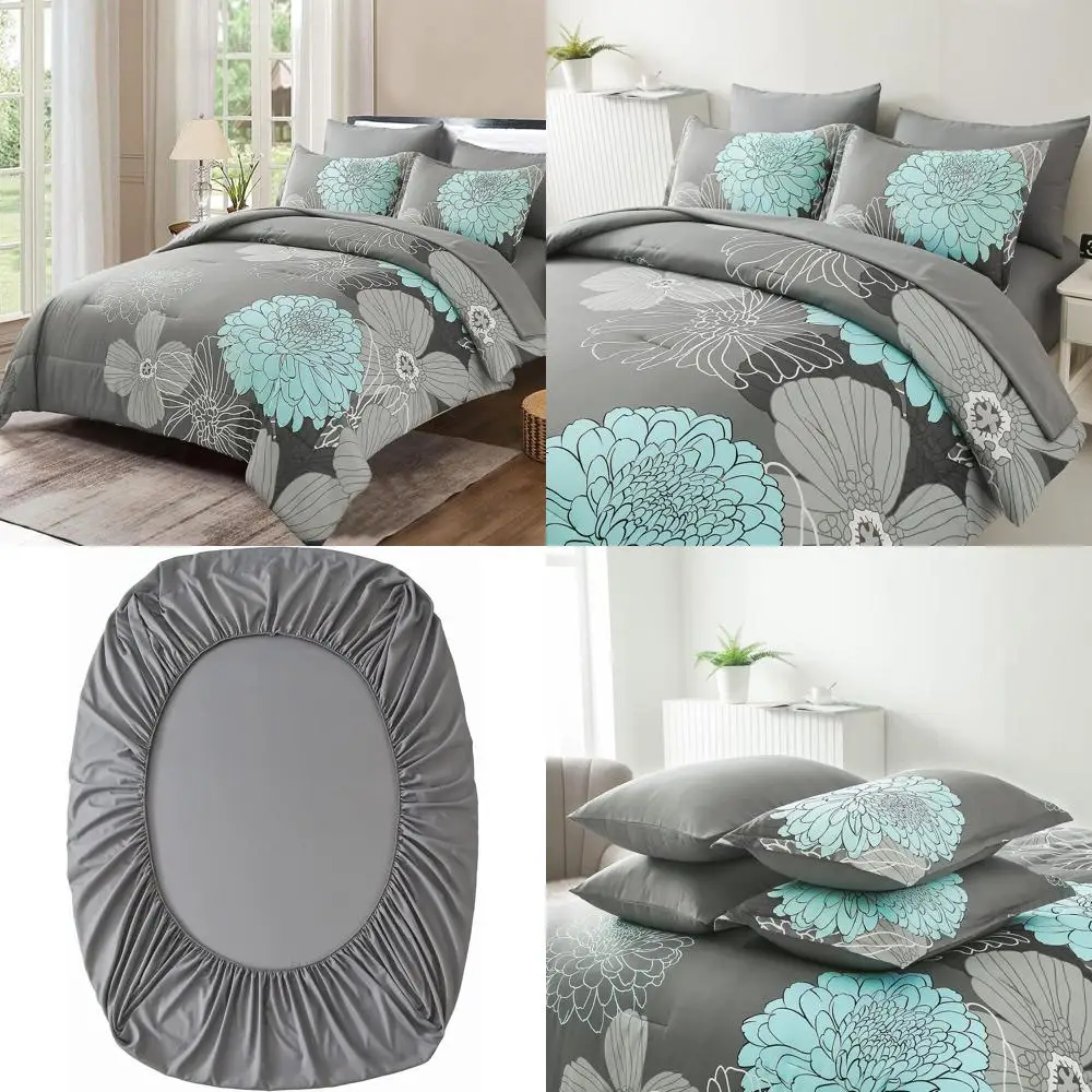

Комплект постельного белья Queen Size с цветочным узором, включающий простыни из микрофибры, наволочки и декоративные наволочки.