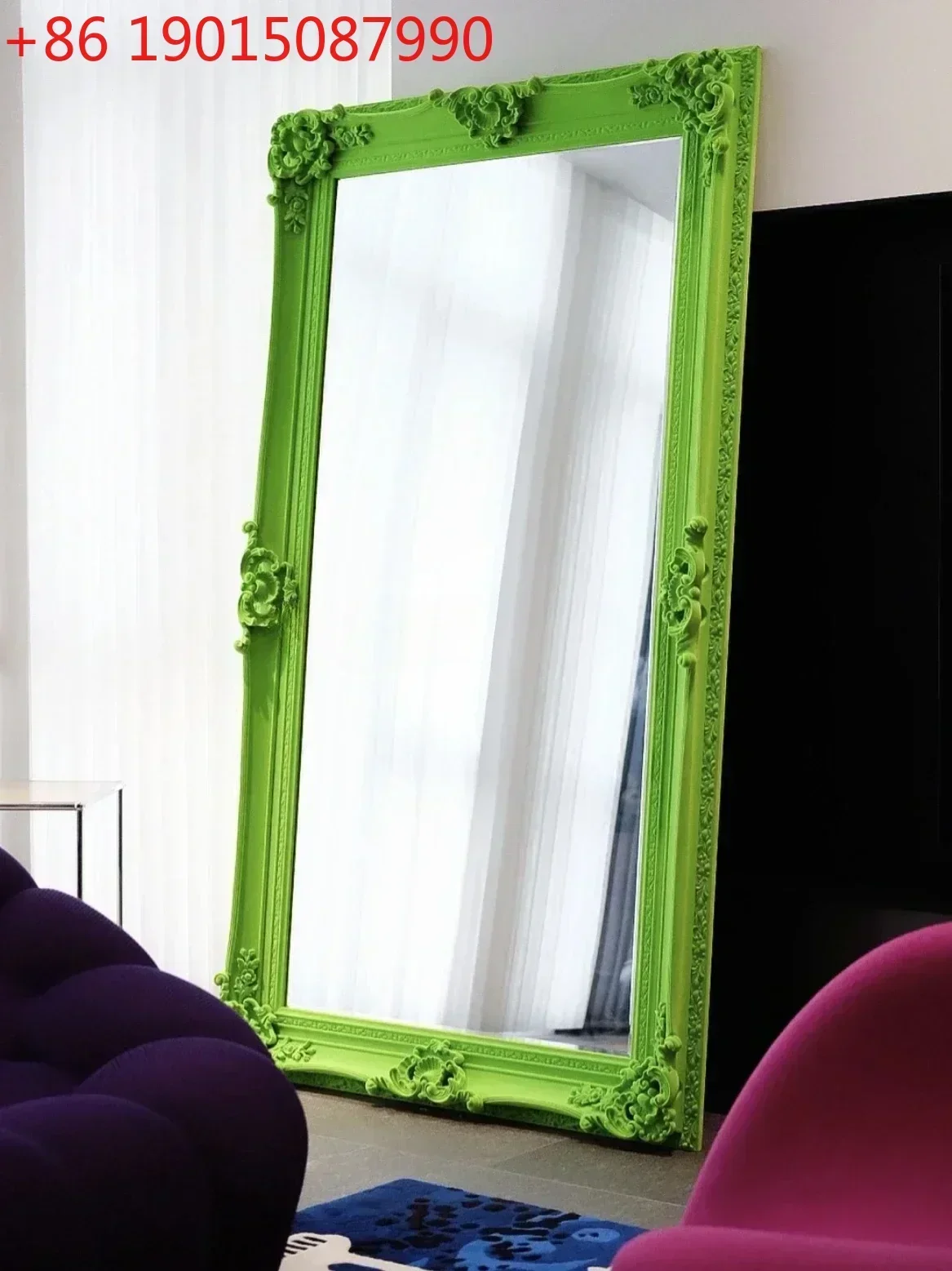 Velvet retro flocking fluorescent color full-length mirror floor-to-ceiling mirror fitting full-length mirror