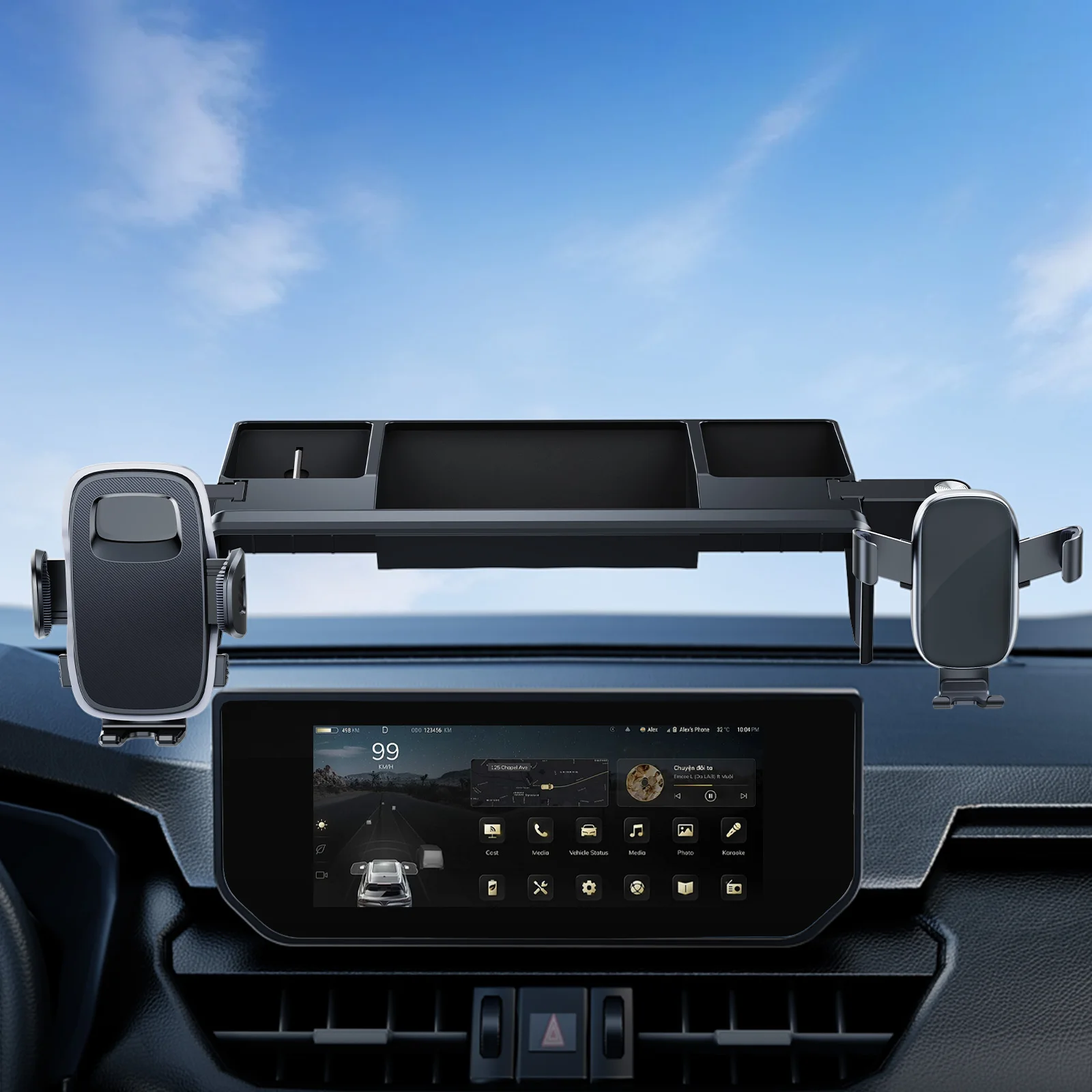 

Hipacool Car Phone Holder & Screen Storage Box for Toyota RAV4 Dashboard Storage Box with Gravity Phone Stand Car Accessories