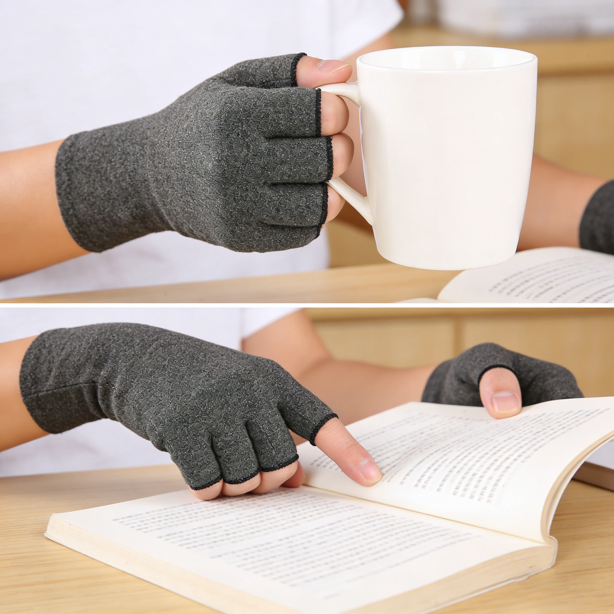 2 pairs of compression gloves for full finger arthritis, suitable for arthritis, daily office work, flexible movement, wrist and