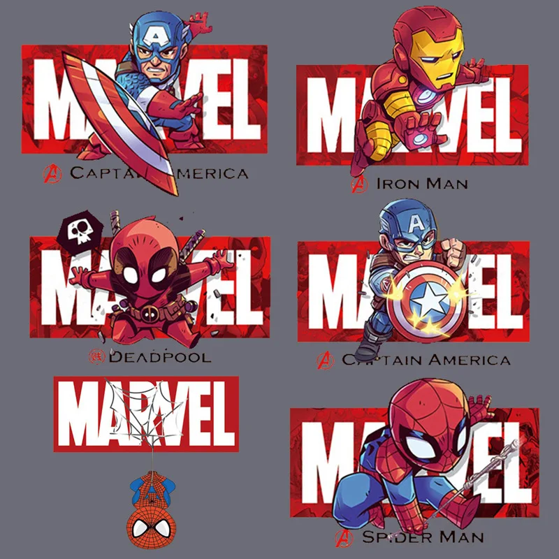 Disney Marvel superhero Spiderman Iron Man hulk Cartoon Iron on Heat Transfer Patches Stickers Clothes Accessories Children Gift