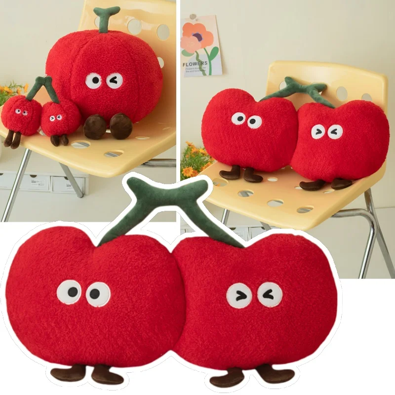 Almohada de juguete de peluche de cereza roja blanda, muñeco de cereza de fruta suave, almohada abrazable bonita, regalo de cumpleaños y Navidad para niños
