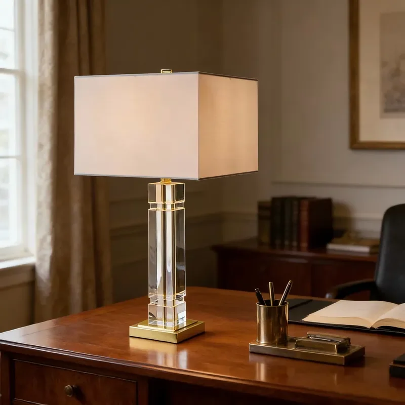 Modern Crystal Table Lamp Gold Accent Luxury Bedside Light for Bedroom Living Room Hotel Decor Elegant Nightstand Lighting