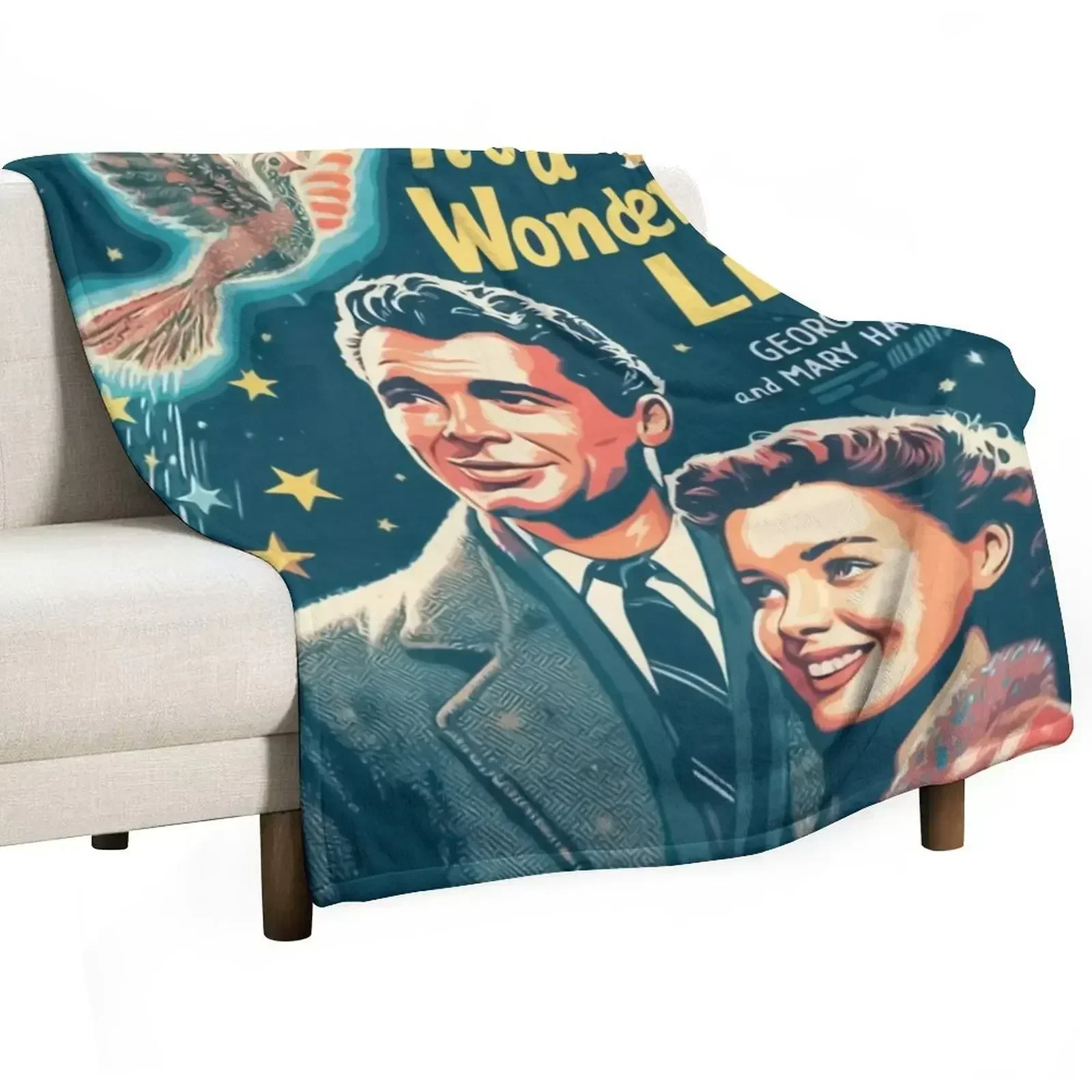 It's A Wonderful Life - Christmas Movie Every Time A Bell Rings An Angel gets its wings Vintage Throw Blanket