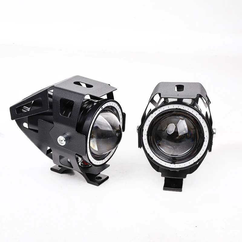Angel Eyes Headlight 12V Led Lights For Motorcycle Flashing Long Range DRL Additional Spotlights Lamp Lense Fog Lights