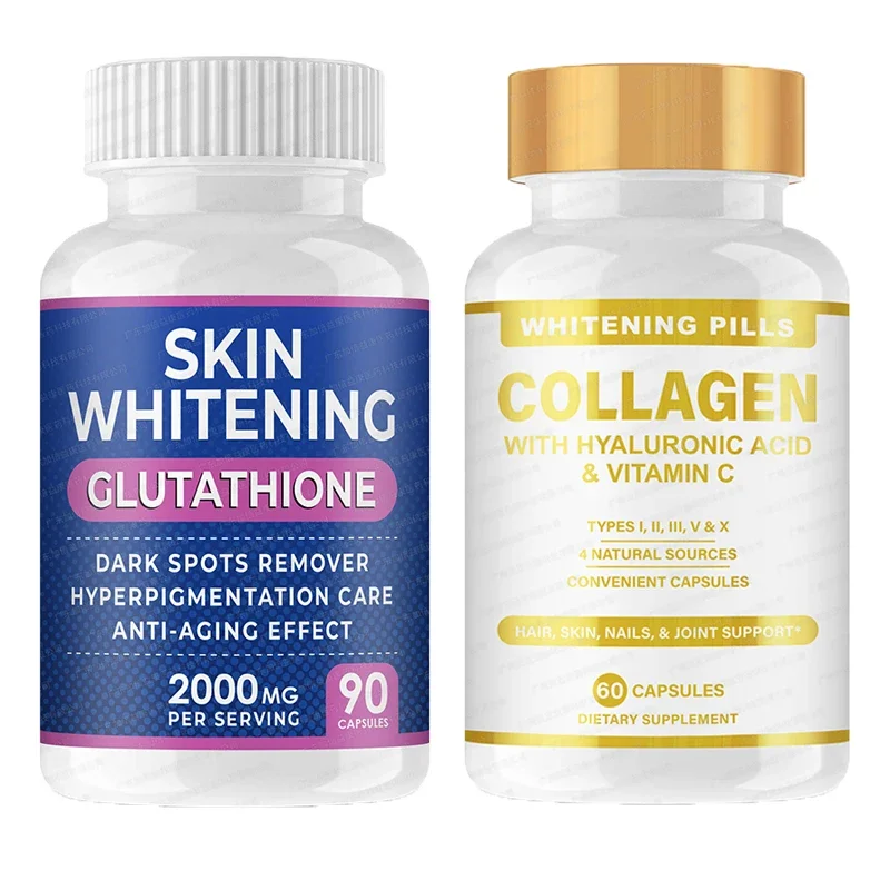 

2 Pcs (glutathione Whitening Capsules+collagen Peptide Capsules) To Improve Skin Aging Anti-aging Remove Black Spot Health Food