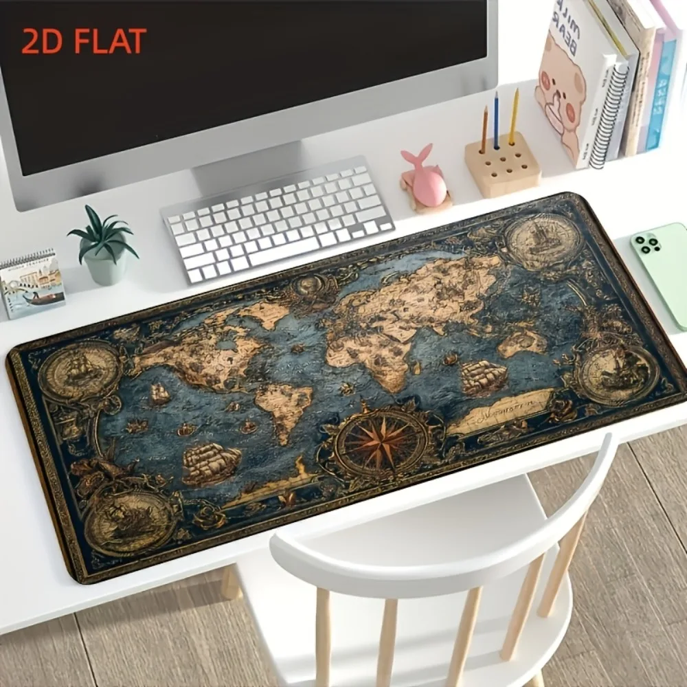 CIFBUY Large Gaming Mouse Pad Retro World Map Nautical Non Slip Rubber Washable Keyboard Desk Mat Office Work Home Decor Gift