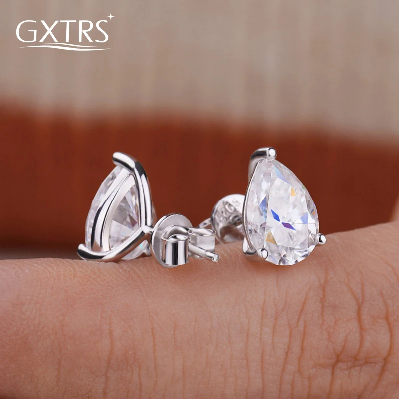 

Серьги-гвоздики GXTRS с натуральным муассанитом в форме груши для женщин, из серебра S925, модные, в форме капли, с лабораторными бриллиантами, для свадьбы, изысканные ювелирные изделия
