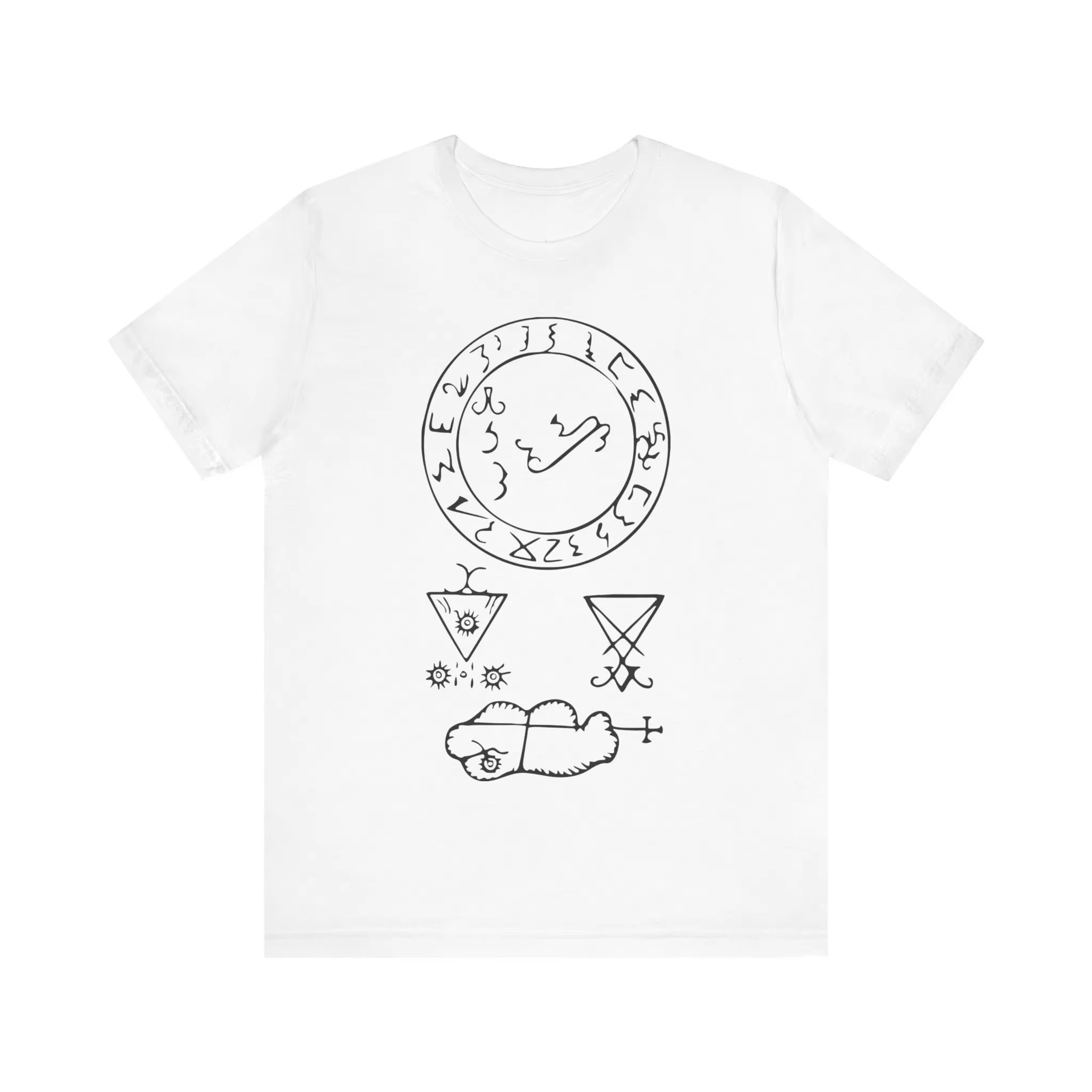 Full Sigil of Lucifer Satan T-shirt Devil Shirt Demonology Shirt Black Magic Occult Grimorium Verum Unisex Jersey Short Sleeve