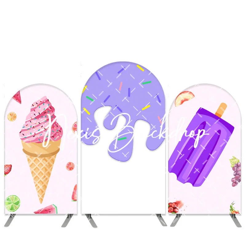 

Cool Ice Cream Summer Arch Backdrop Cover High Tension Fitted Baby Shower Backdrop Covers for Chiara Backdrop Stand Set.