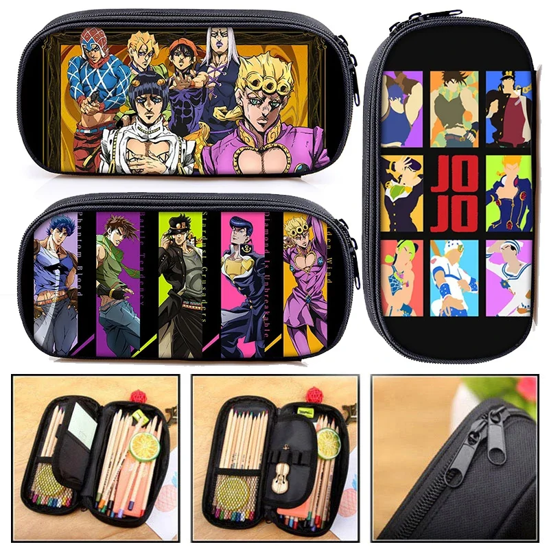Bolsa de lápices de Anime Jojo Bizarre Adventure, Kujo, Shelly, Yoshikage, KILLER QUEEN, estuches de cosméticos, caja de lápices para adolescentes,