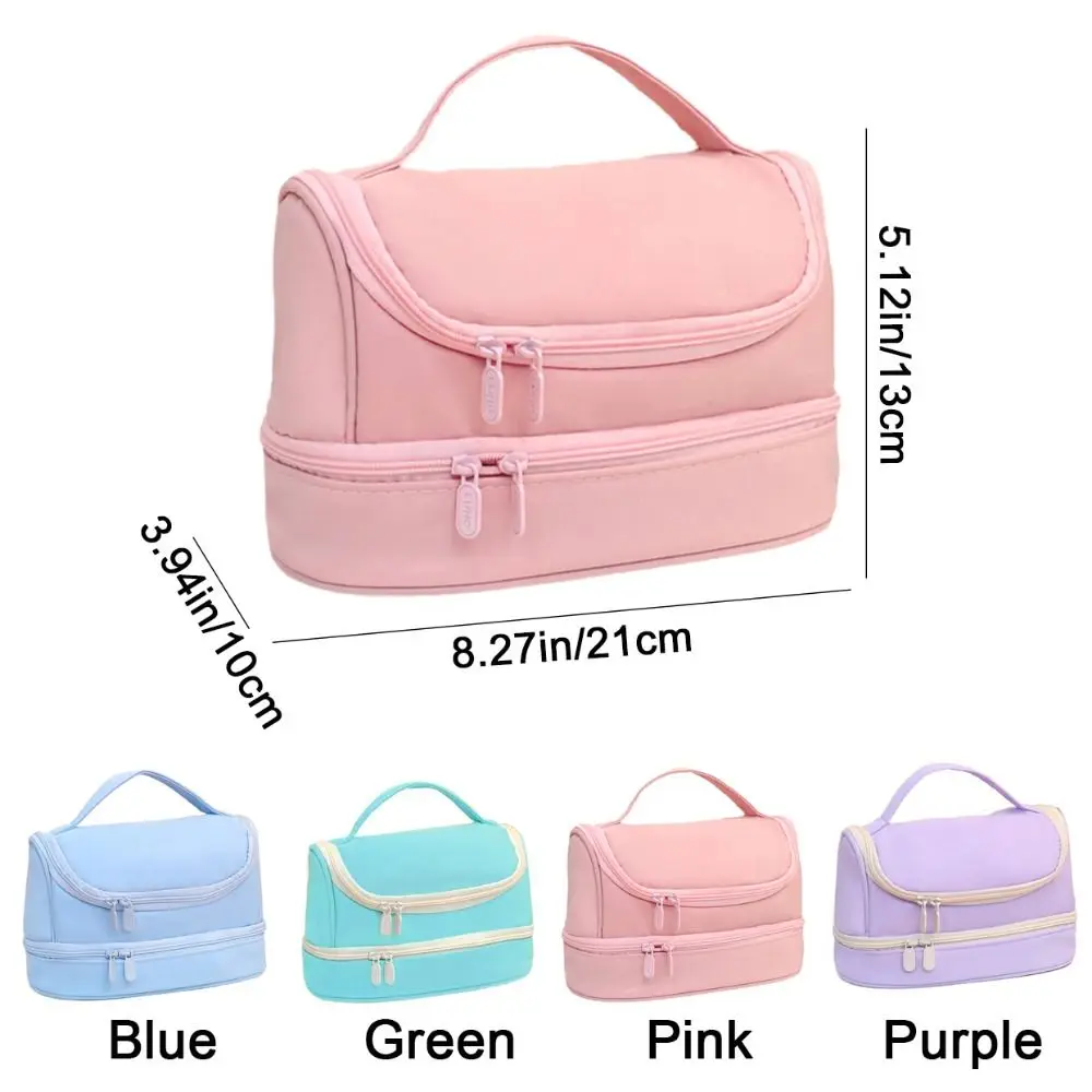 Portable Non-woven Fabric Pencil Case Solid Color Large Capacity Handheld Pen Bag Waterproof Stationery Storage Pouch Office