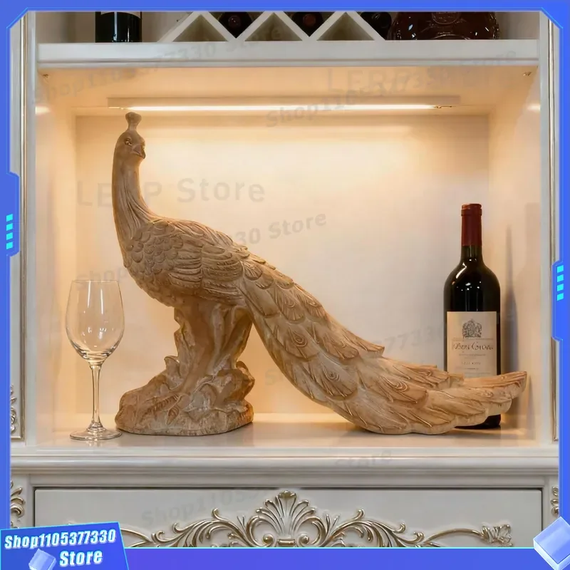 European Light Luxury Peacock Ornament for Living Room TV Cabinet Wine Shelf Decorative Home Accessories Handicrafts Elegant