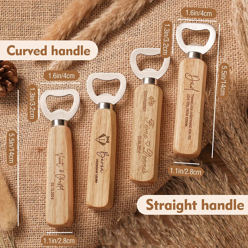 Personalized Engraved Wood Bottle Openers Wedding Party Souvenir Fathers Day Anniversary Gift Idea Wedding Favour Gift For Him