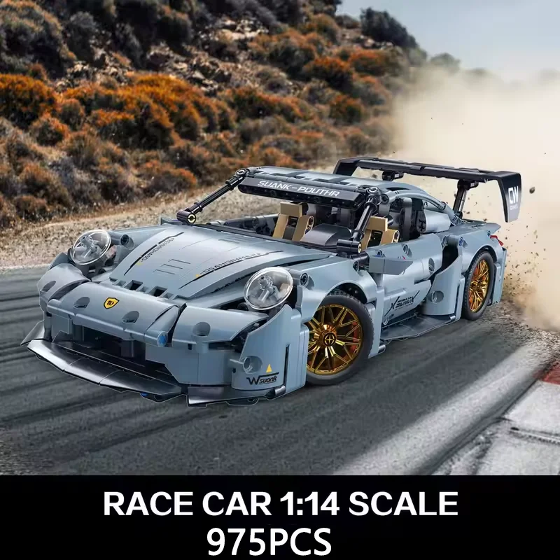 975PCS 1:14 FAI DA TE Super Auto Da Corsa Modello Building Block Mattoni Giocattolo Per Il Ritorno a Scuola Costruzione Creativa Regali di Festa di Compleanno
