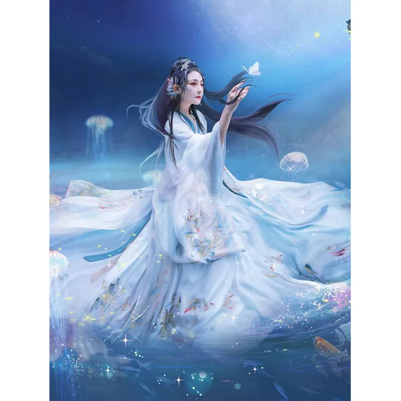 

Хэллоуин Косплей Женщины Мужчины Hanfu Платье Русалка Jin Стиль Равная Талия Hanfu Женщины Равная Талия Ruqun Элегантный Сказочный Стиль Ткань