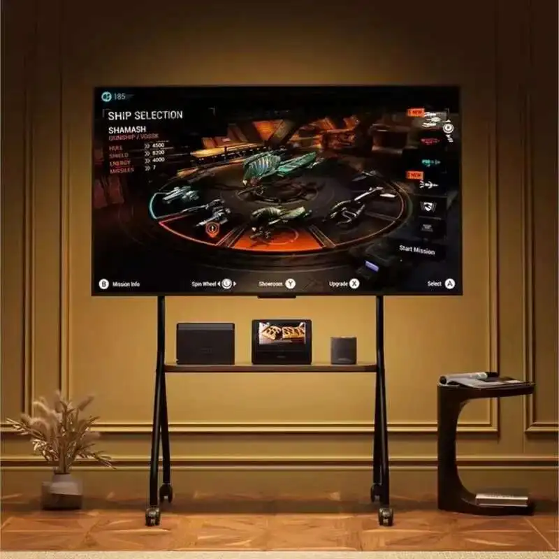 

MOMO Floor Standing TV Support Shelf Removable With Wheels 32-75 Inches TV Cart All-in-one TV Shelf Mute Wheels