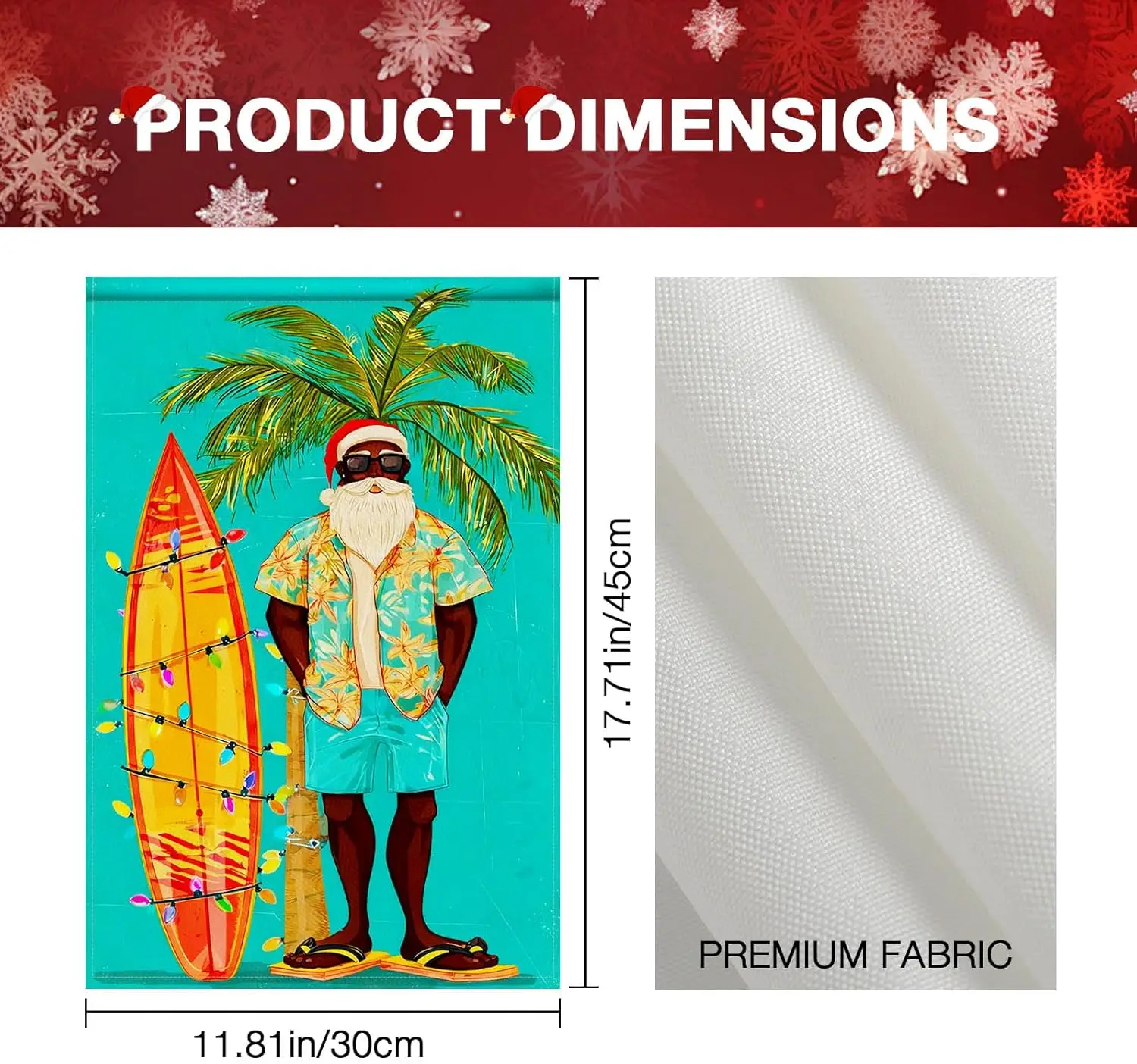 HOMETITUTE Tropical Black Santa Christmas Garden Flag 12x18 Inch Holiday Beach Theme Yard Banner Double Sided Seasonal Outdo zzo