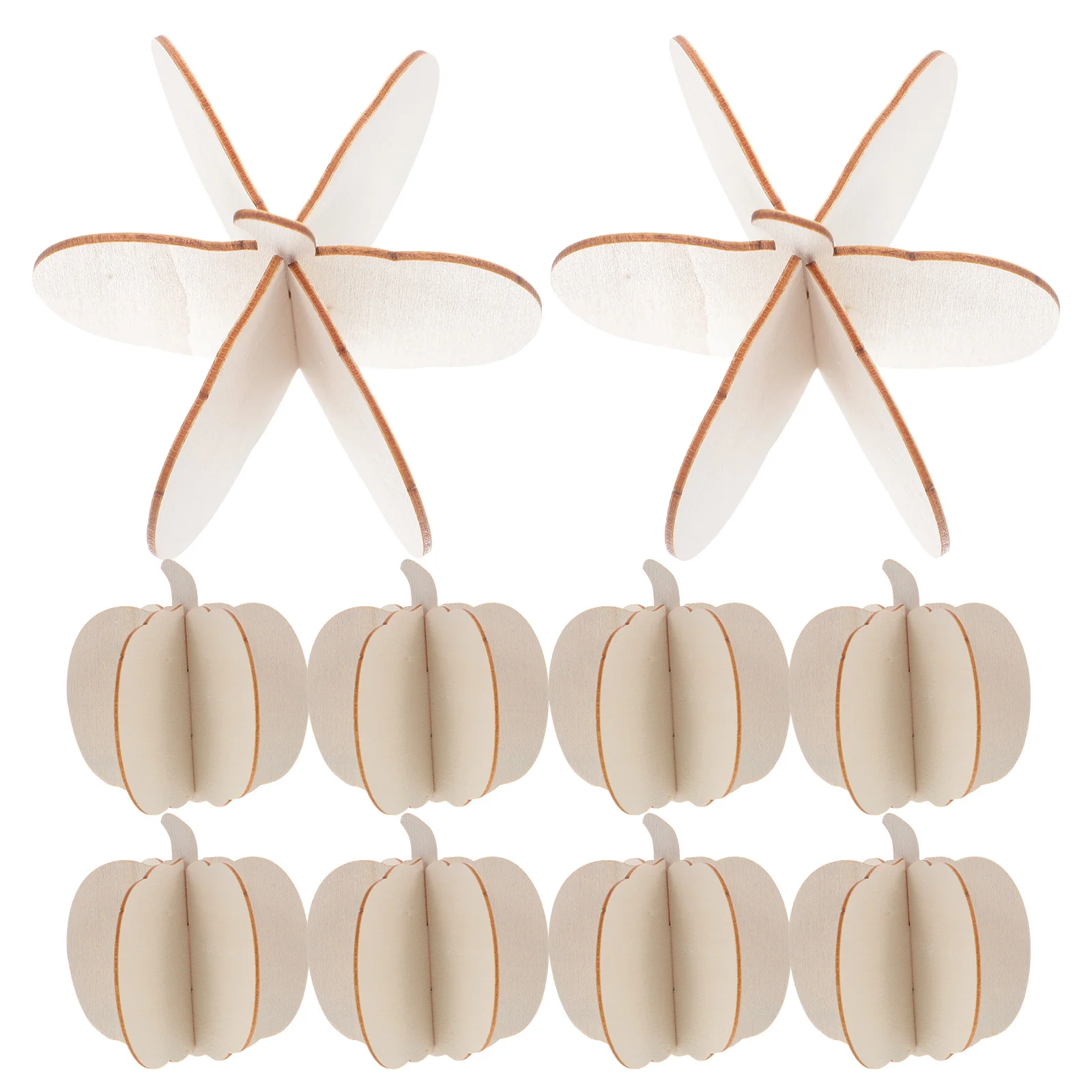 

10Pcs Autumn Pumpkin Wood Ornaments Unfinished Craft Blanks for Painting DIY Halloween Thanksgiving Table Decoration