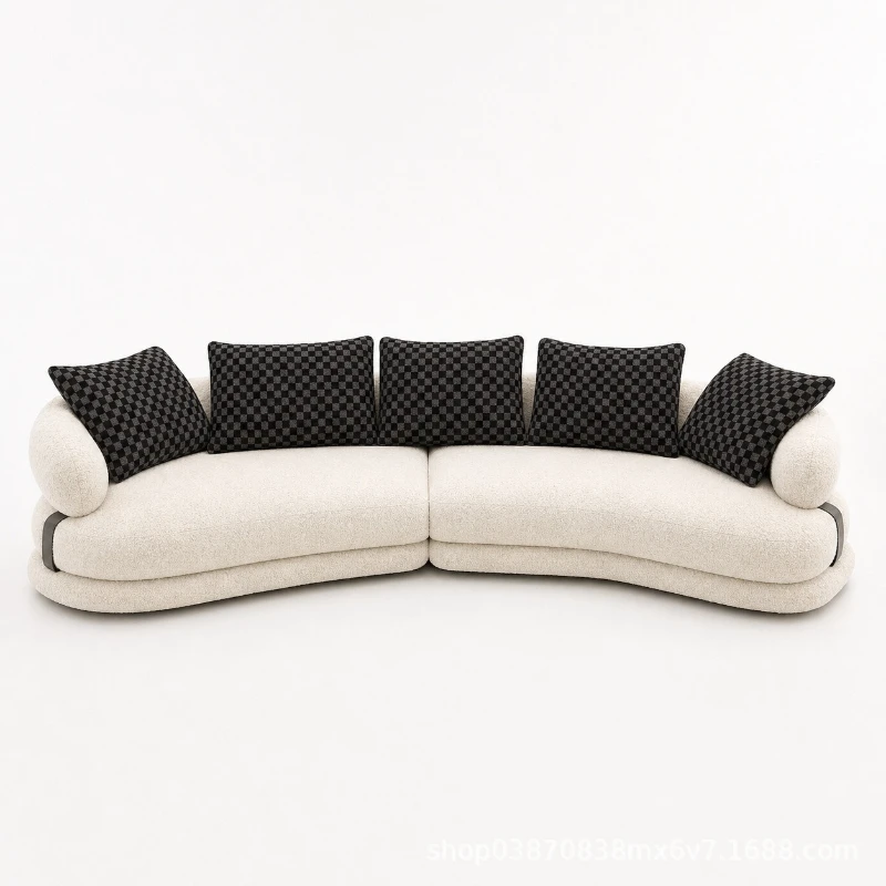 High-end Italian minimalist curved sofa villa large flat living room fabric special-shaped combination sofa